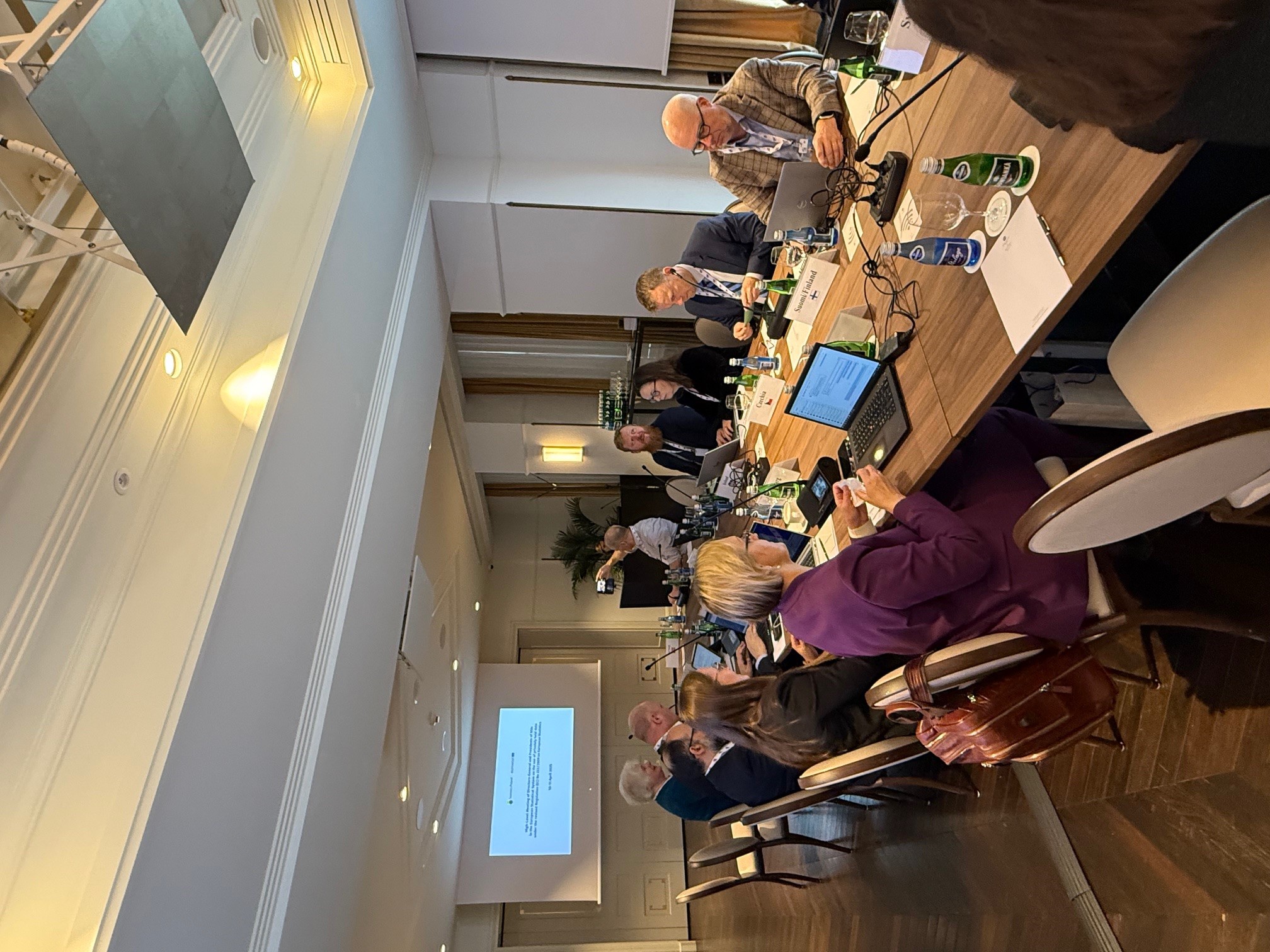 Zoom in  - Guests of the High-level meeting in the conference room. Baiba Zukula from Latvia and Markus Sovala from Finland on the other side of the table