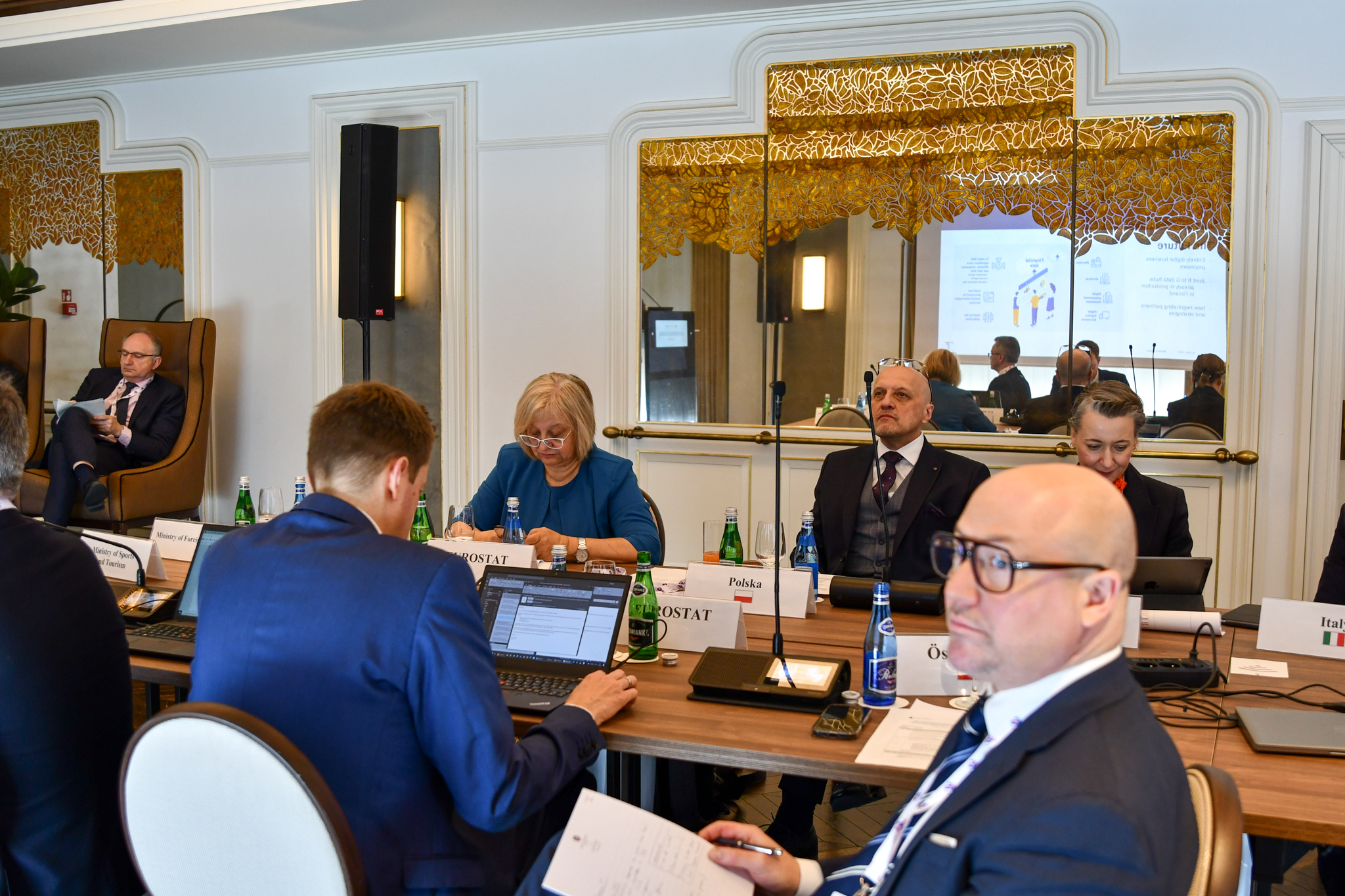 Zoom in  - Mariana Kotzeva from Eurostat, Marek Cierpiał-Wolan and Olga Świerkot-Strużewska from Poland and Mr. Tobias Thomas from Austria at the session “Privately held data for statistical purposes in practice”
